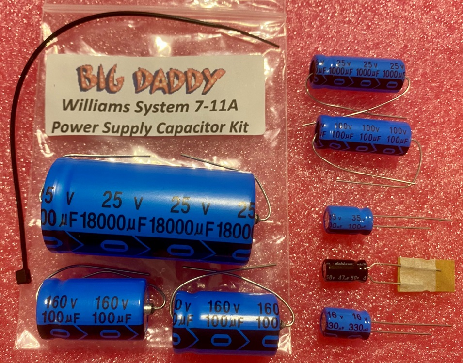 Williams System 7-11A Power Supply Capacitor Kit
